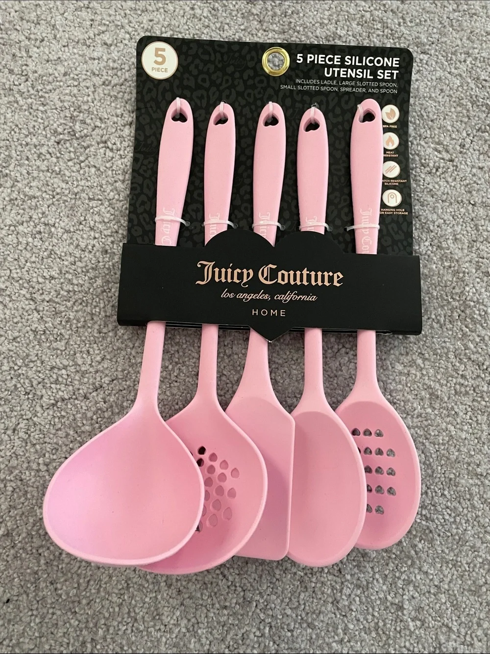 Juicy Couture 5 Piece Utensil Set Pink Unused